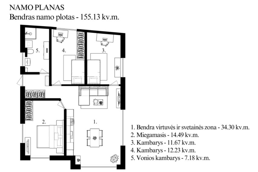 Parduodamas namas Pranciškonių g., Pranciškonių k., Vilniaus r. sav., 155.13 m2 ploto, 1 aukštai 28