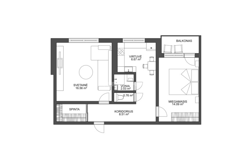 Parduodamas butas Kalvarijų g., Šnipiškės, Vilniaus m., Vilniaus m. sav., 48.82 m2 ploto, 2 kambariai 13