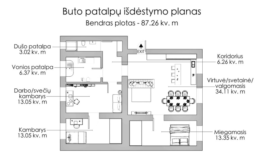 Parduodamas butas Algirdo g., Vilniaus m., Vilniaus m. sav., 87.26 m2 ploto, 2 kambariai 21