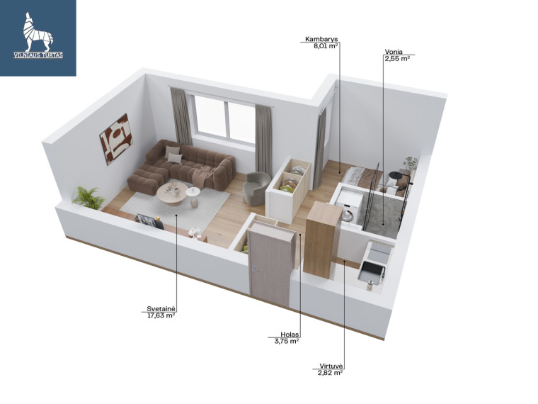 Parduodamas butas Buivydiškių g., Šeškinė, Vilniaus m., Vilniaus m. sav., 34.76 m2 ploto, 2 kambariai 9