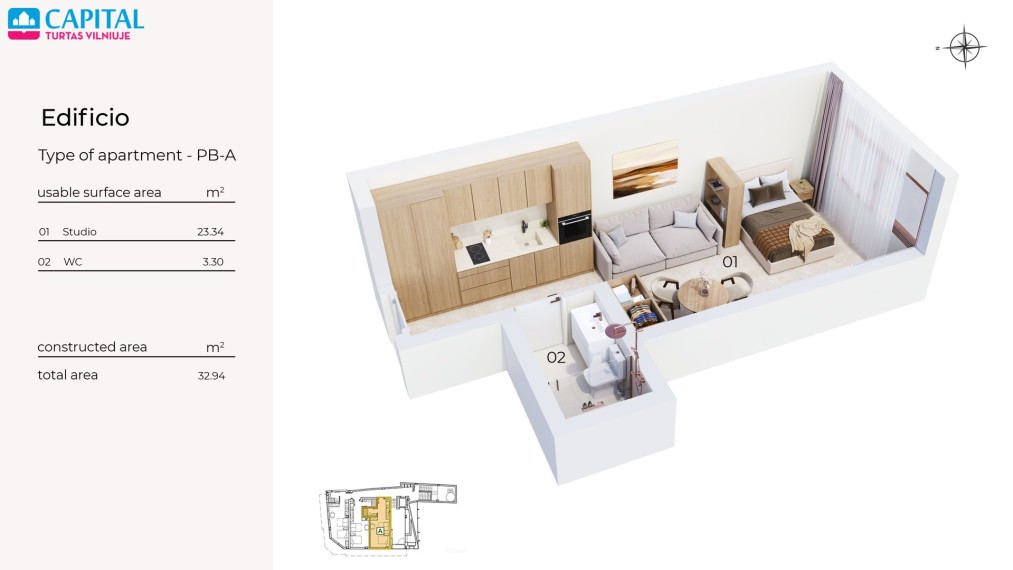 Naujos statybos studija 500 m iki jūros Torrevieja mieste nuo 109000€! 12
