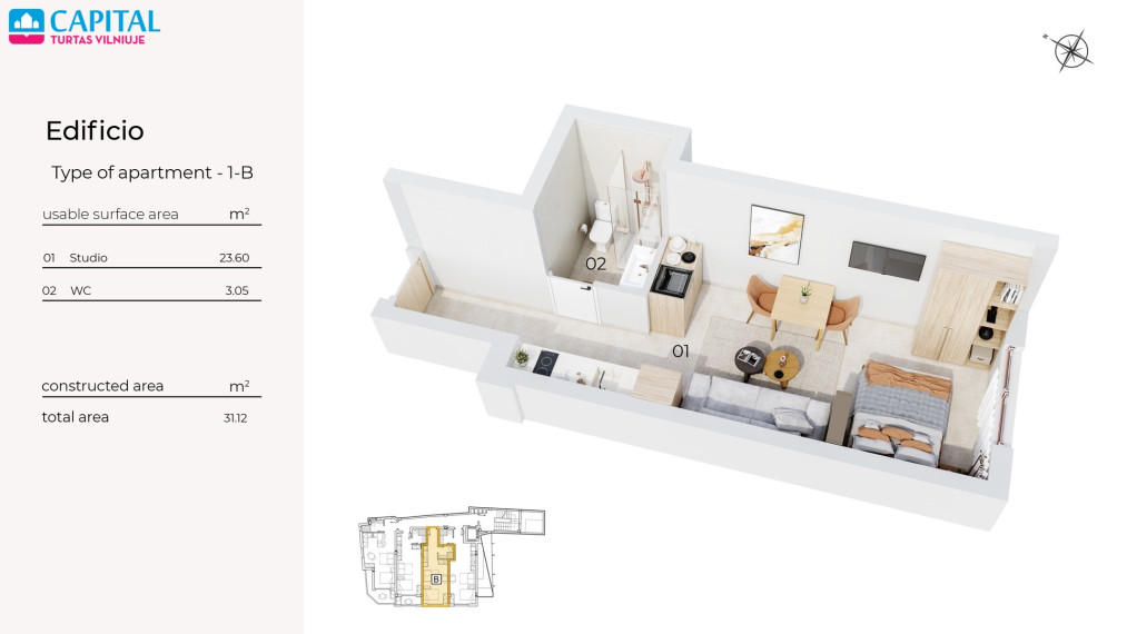 Naujos statybos studija 500 m iki jūros Torrevieja mieste nuo 109000€! 16