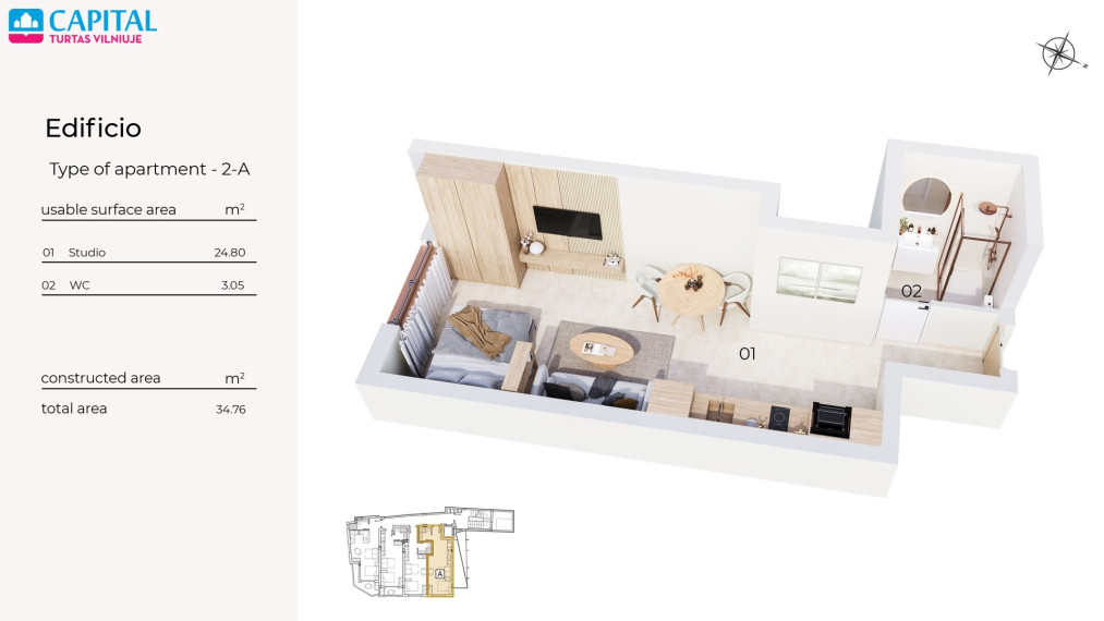 Naujos statybos studija 500 m iki jūros Torrevieja mieste nuo 109000€! 19