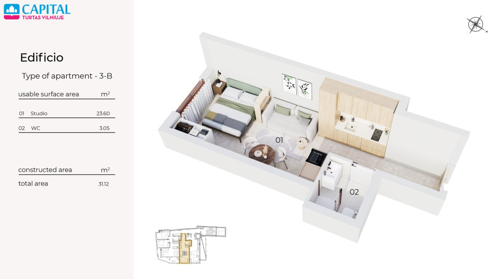 Naujos statybos studija 500 m iki jūros Torrevieja mieste nuo 109000€! 21