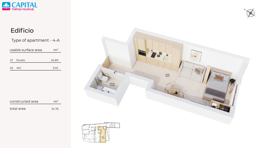 Naujos statybos studija 500 m iki jūros Torrevieja mieste nuo 109000€! 24