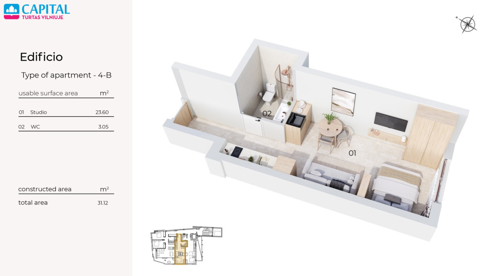 Naujos statybos studija 500 m iki jūros Torrevieja mieste nuo 109000€! 25