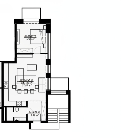 Parduodamas butas Šiaudinės g., Raudondvario k., Kauno r. sav., 59.42 m2 ploto, 2 kambariai 3