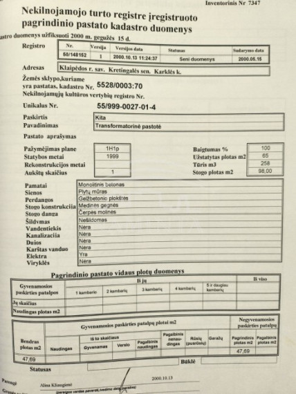 Parduodamas namas Karklės k., Klaipėdos r. sav., 47 m2 ploto, 1 aukštai 8
