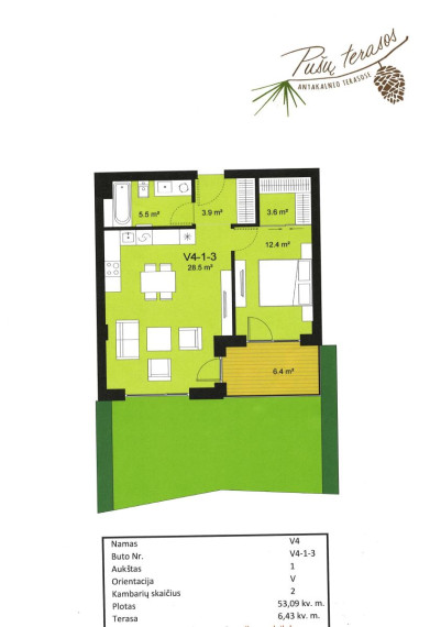 Parduodamas butas Vytauto Žalakevičiaus g., Antakalnis, Vilniaus m., Vilniaus m. sav., 53.09 m² ploto 2 kambariai 15