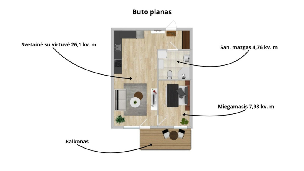 Parduodamas butas Karaliaučiaus g., Vilniaus m., Vilniaus m. sav., 38.79 m2 ploto, 2 kambariai 24