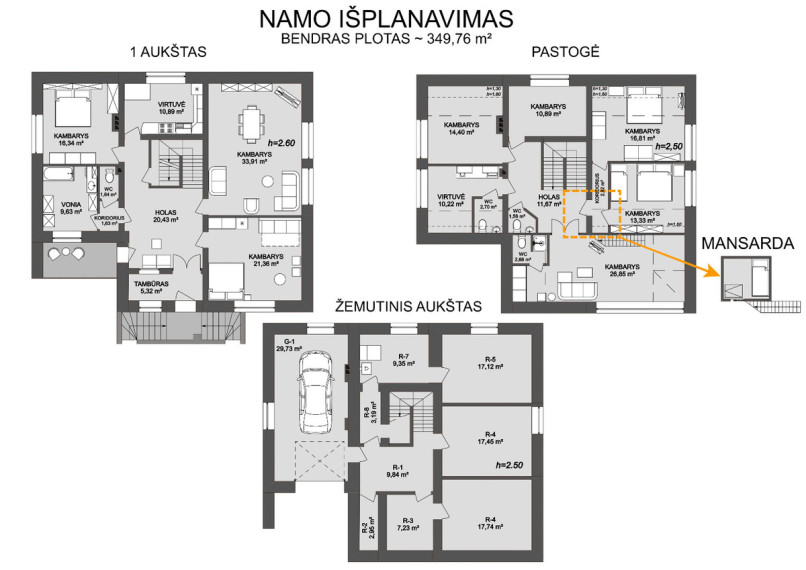Parduodamas namas Saulėlydžio g., Palangos m., Palangos m. sav., 349.76 m2 ploto, 2 aukštai 2