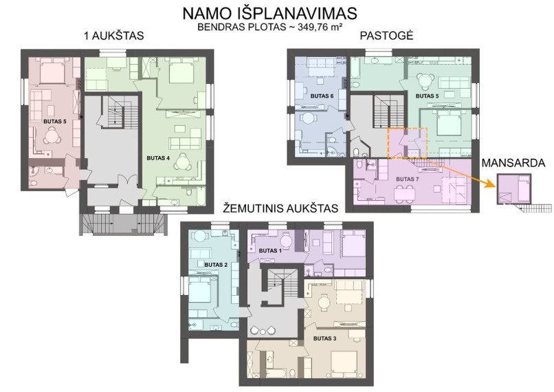 Parduodamas namas Saulėlydžio g., Palangos m., Palangos m. sav., 349.76 m2 ploto, 2 aukštai 3