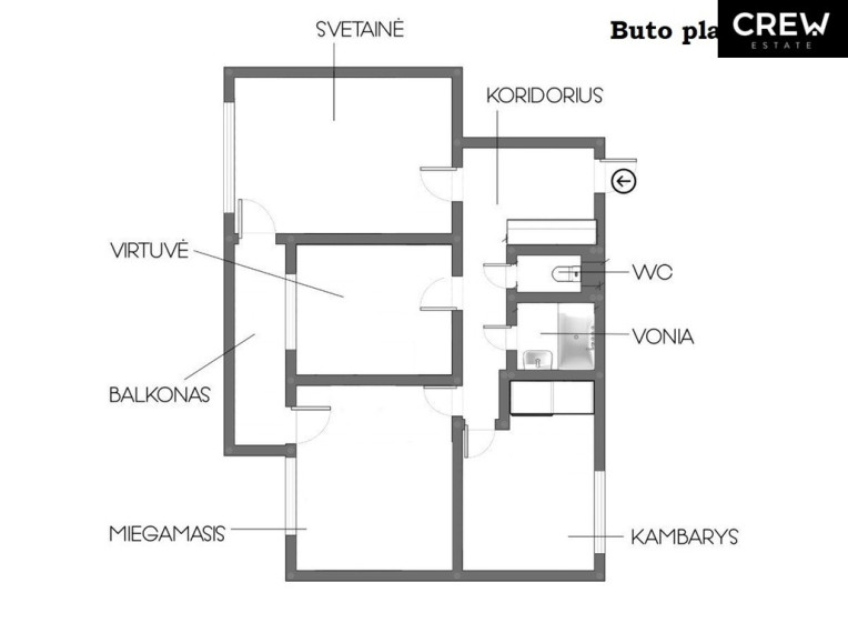 Parduodamas 3 kambarių, 61.41 kv.m ploto butas, S. Stanevičiaus g., Fabijoniškėse, Vilniuje. 27