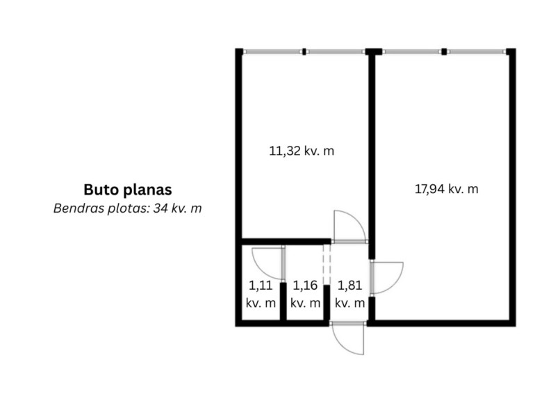 Parduodamas butas Darbininkų g., Vilniaus m., Vilniaus m. sav., 34 m2 ploto, 2 kambariai 13