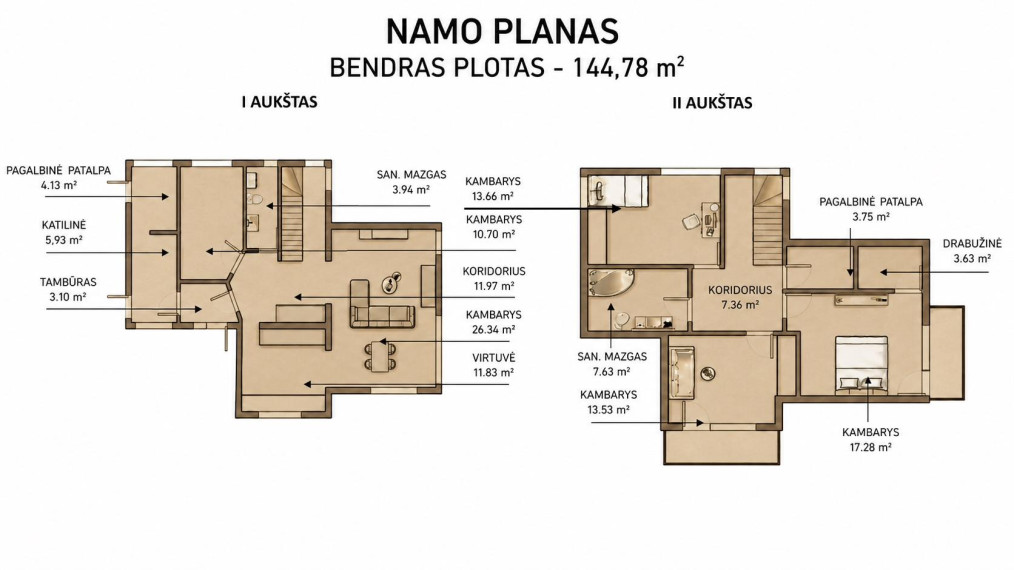 Parduodamas namas Gulbių g., Vosyliukų k., Trakų r. sav., 144.78 m² ploto 5 kambariai 45