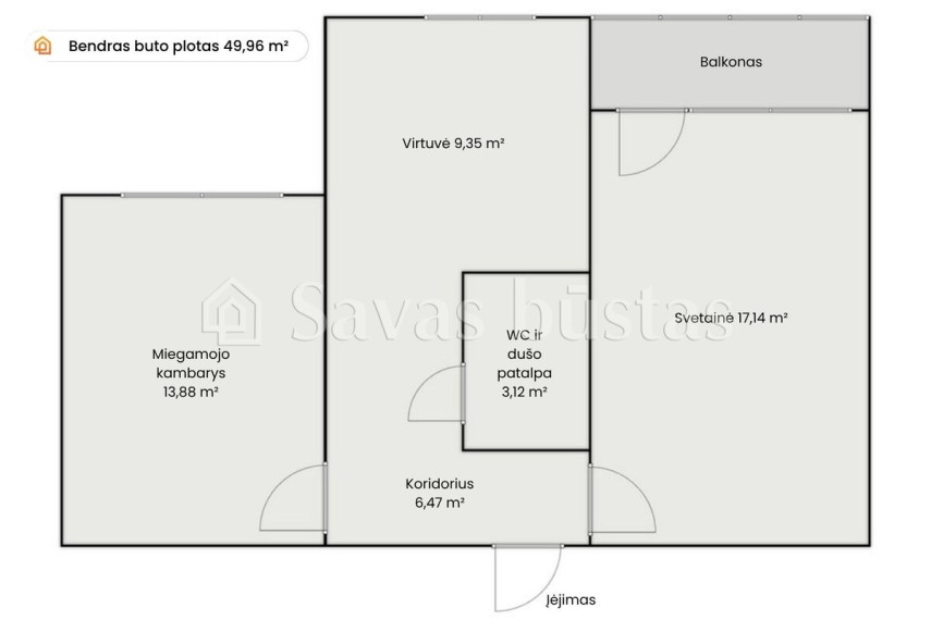 Parduodamas butas Žemaitijos g., Mažeikių m., Mažeikių r. sav., 49.96 m2 ploto, 2 kambariai 15