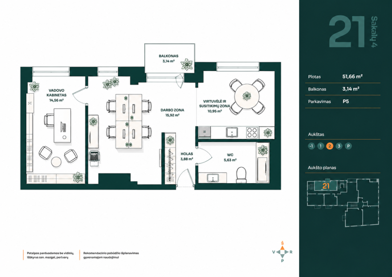 Parduodamos patalpos Sakalų g., Žvėrynas, Vilniaus m., Vilniaus m. sav., 51.66 m² ploto 16