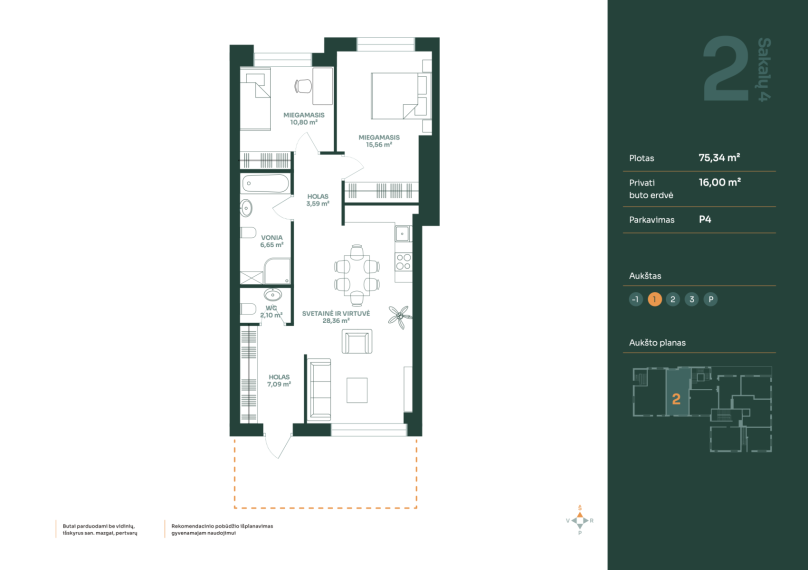 Parduodamas butas Sakalų g., Žvėrynas, Vilniaus m., Vilniaus m. sav., 75.34 m² ploto 3 kambariai 16