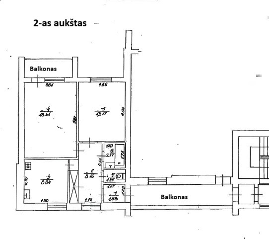 Parduodamas butas Nemuno g., Panevėžio m., Panevėžio m. sav., 54.38 m2 ploto, 2 kambariai 4