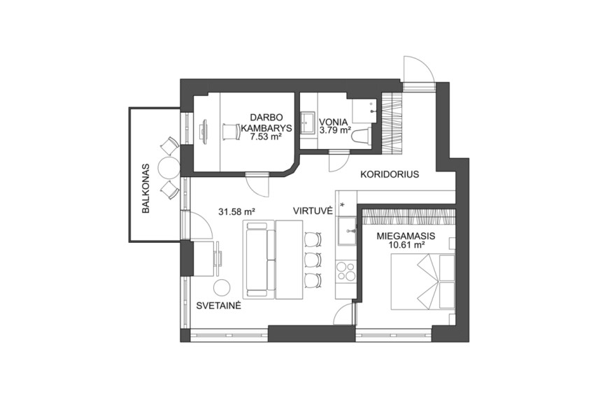 Nuomojamas butas Saltoniškių g., Žvėrynas, Vilniaus m., Vilniaus m. sav., 53.51 m2 ploto, 3 kambariai 13