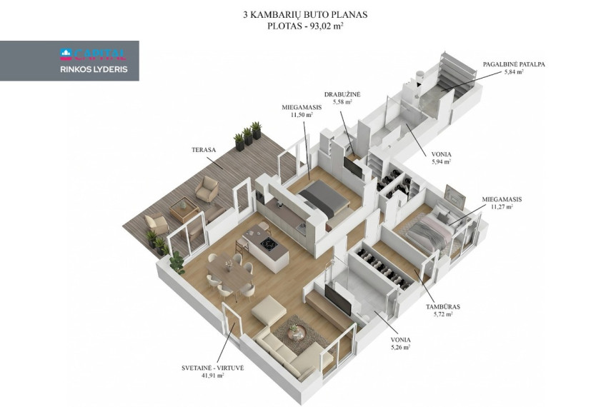 Parduodamas namas Tilto g., Didžiosios Riešės mstl., Vilniaus r. sav., 93 m2 ploto, 1 aukštai 29