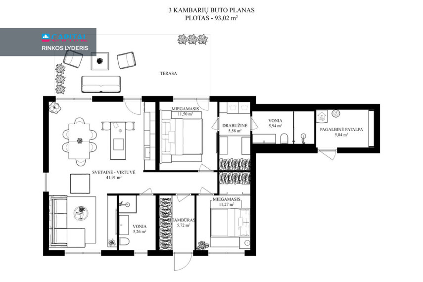 Parduodamas namas Tilto g., Didžiosios Riešės mstl., Vilniaus r. sav., 93 m2 ploto, 1 aukštai 30