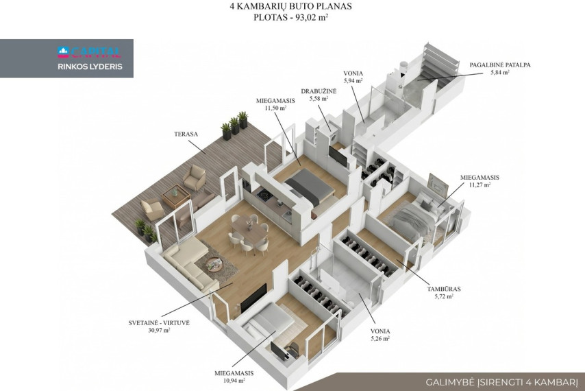 Parduodamas namas Tilto g., Didžiosios Riešės mstl., Vilniaus r. sav., 93 m2 ploto, 1 aukštai 31