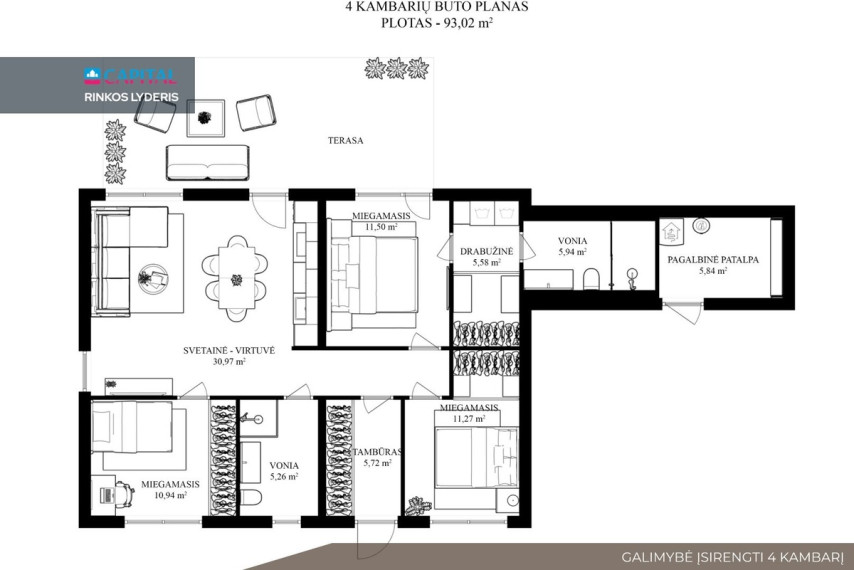 Parduodamas namas Tilto g., Didžiosios Riešės mstl., Vilniaus r. sav., 93 m2 ploto, 1 aukštai 32