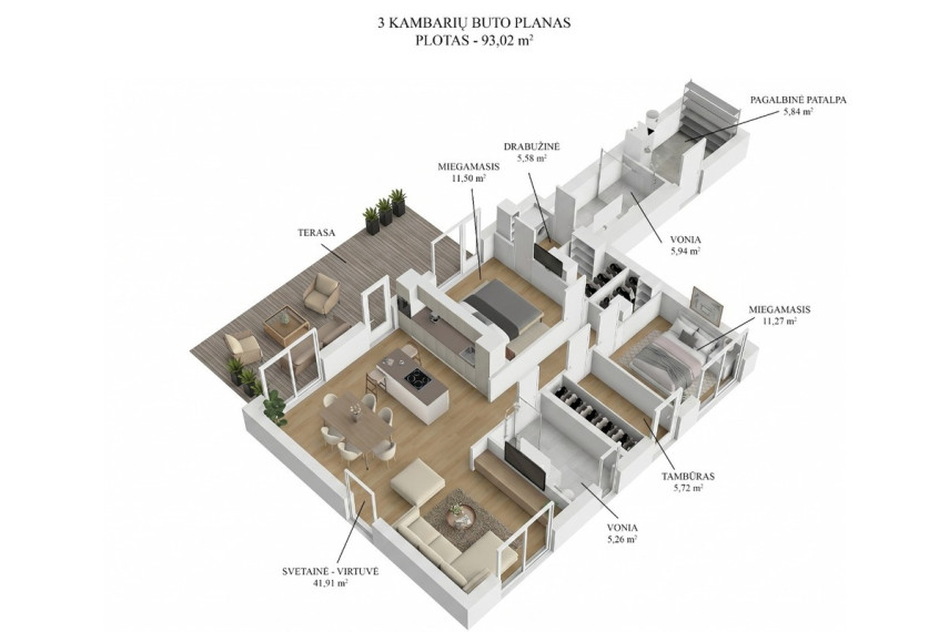 Parduodamas namas Tilto g., Didžiosios Riešės mstl., Vilniaus r. sav., 93 m2 ploto, 1 aukštai 29
