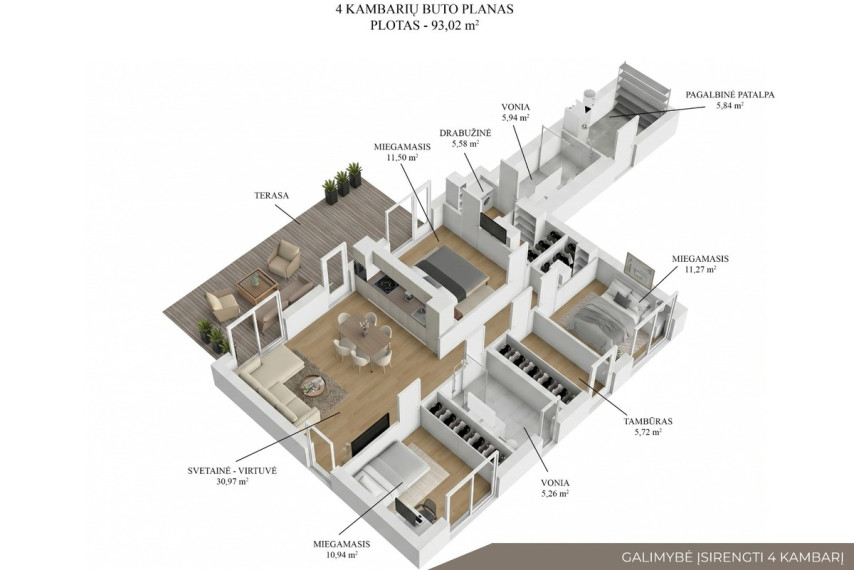 Parduodamas namas Tilto g., Didžiosios Riešės mstl., Vilniaus r. sav., 93 m2 ploto, 1 aukštai 31