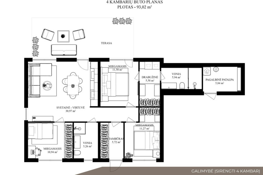Parduodamas namas Tilto g., Didžiosios Riešės mstl., Vilniaus r. sav., 93 m2 ploto, 1 aukštai 32