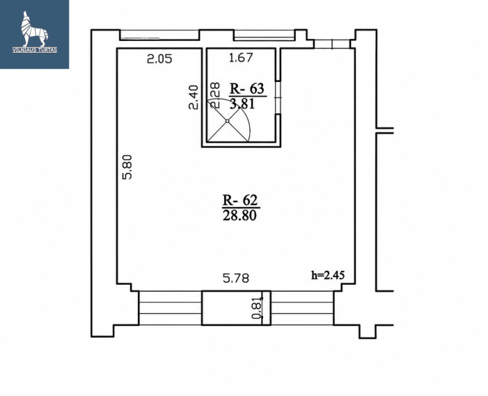 Parduodamas butas Studentų g., Žvėrynas, Vilniaus m., Vilniaus m. sav., 32.6 m2 ploto, 1 kambariai 21