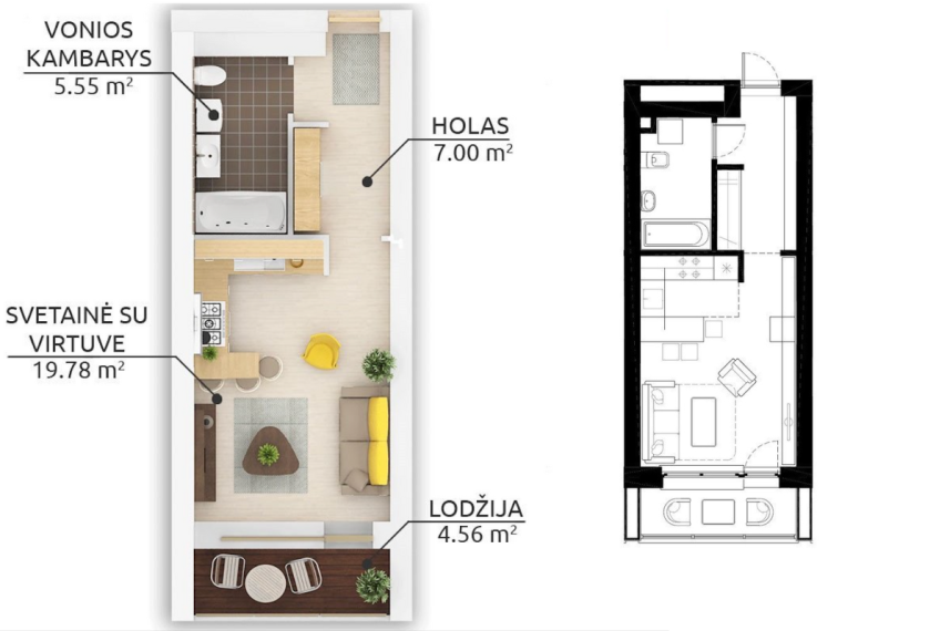 Parduodamas butas Sausio 13-osios g., Karoliniškės, Vilniaus m., Vilniaus m. sav., 32.22 m² ploto 1 kambarys 2