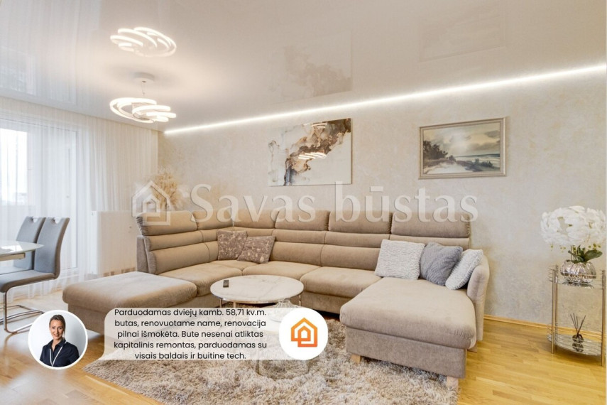 Parduodamas butas Kauno g., Marijampolės m., Marijampolės sav., 58.71 m2 ploto, 2 kambariai 1