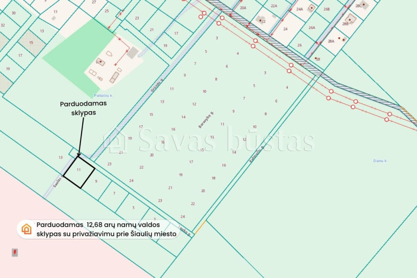 Parduodamas  sklypas Paitaičių k., Šiaulių r. sav., 12.68 a ploto 7