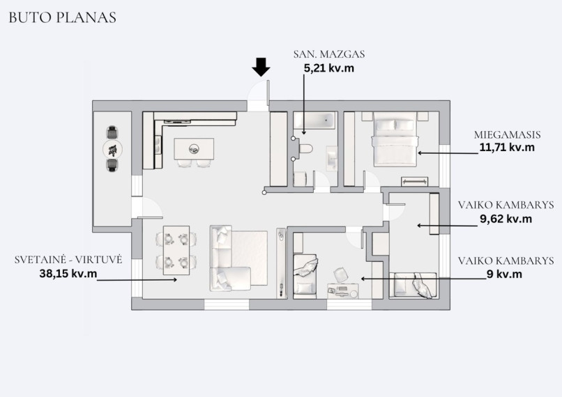 Parduodamas butas Bajorų kel., Vilniaus m., Vilniaus m. sav., 74 m2 ploto, 4 kambariai 27