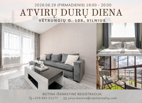 Parduodamas butas Vėtrungių g., Vilniaus m., Vilniaus m. sav., 53.98 m2 ploto, 2 kambariai