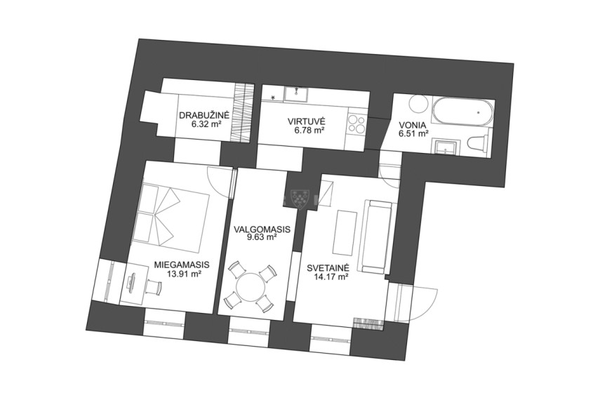 Parduodamas butas Užupio g., Užupis, Vilniaus m., Vilniaus m. sav., 57.32 m2 ploto, 2 kambariai 8