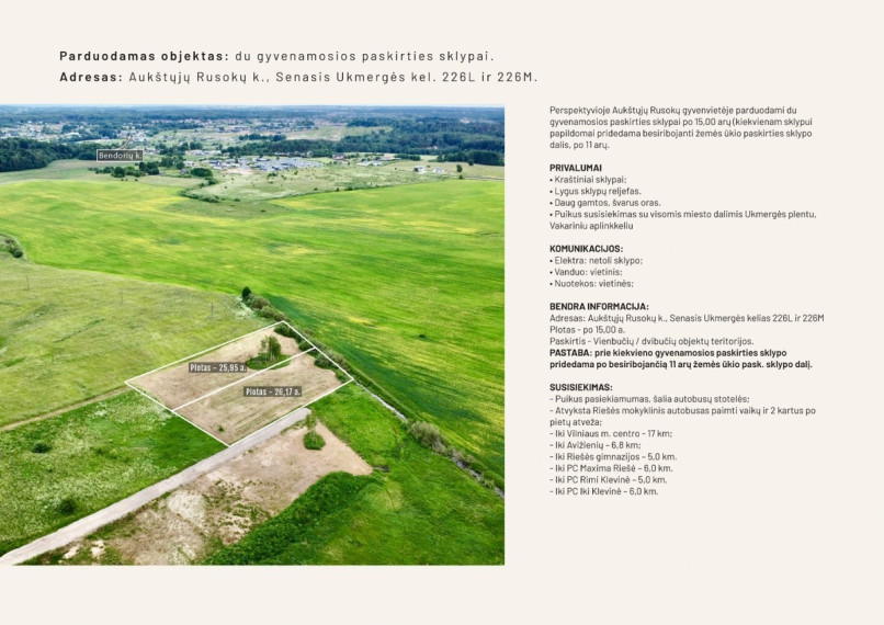 Parduodamas  sklypas Senasis Ukmergės kel., Aukštųjų Rusokų k., Vilniaus r. sav., 26.17 a ploto 2
