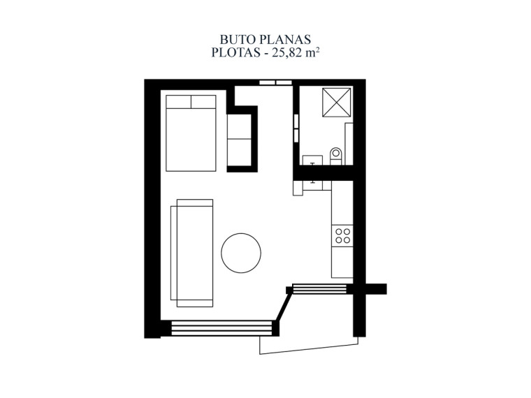 Parduodamas butas Apkasų g., Vilniaus m., Vilniaus m. sav., 25.82 m2 ploto, 1 kambariai 24