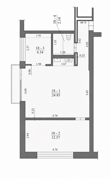 Parduodamas butas Trakų g., Centras, Šiaulių m., Šiaulių m. sav., 43.90 m² ploto 3 kambariai 14
