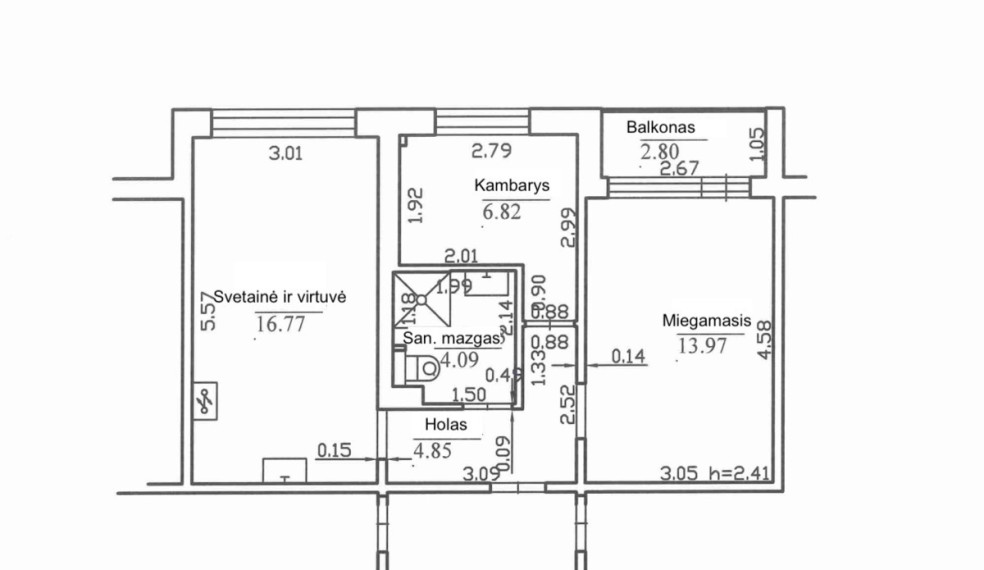 Parduodamas butas Apolinaro Juozo Povilaičio g., Karoliniškės, Vilniaus m., Vilniaus m. sav., 49.3 m2 ploto, 3 kambariai 19