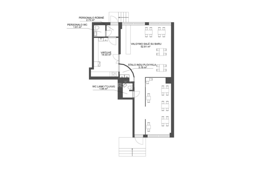 Parduodamos administracinės, gamybinės, kitos paskirties, maitinimo, sandėliavimo patalpos V. Krėvės pr., Dainava, Kauno m., Kauno m. sav., 76.31 m2 ploto 19