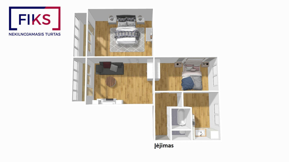 Parduodamas butas Liepų al., Lančiūnavos k., Kėdainių r. sav., 65.27 m² ploto 3 kambariai 24