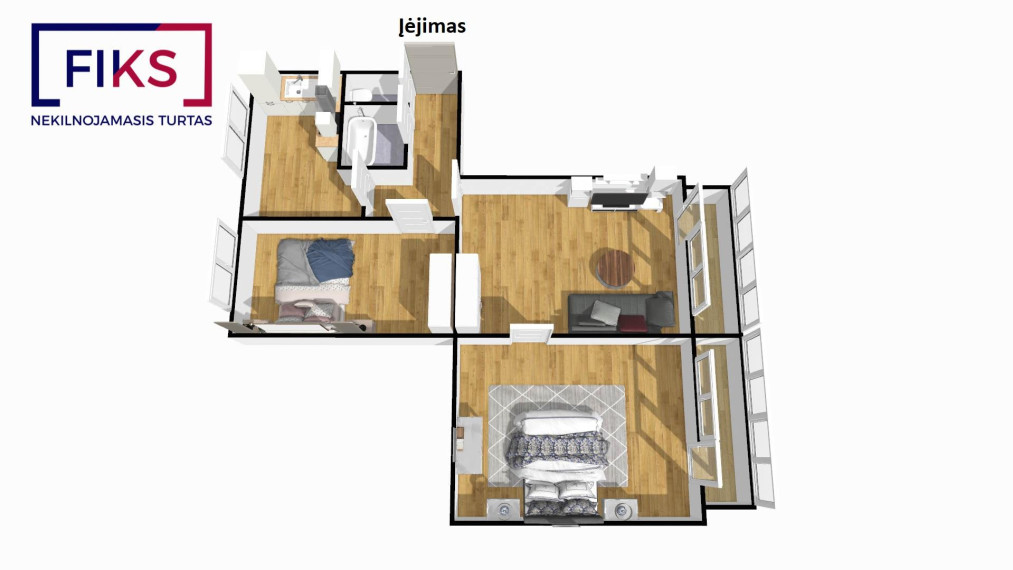 Parduodamas butas Liepų al., Lančiūnavos k., Kėdainių r. sav., 65.27 m² ploto 3 kambariai 26