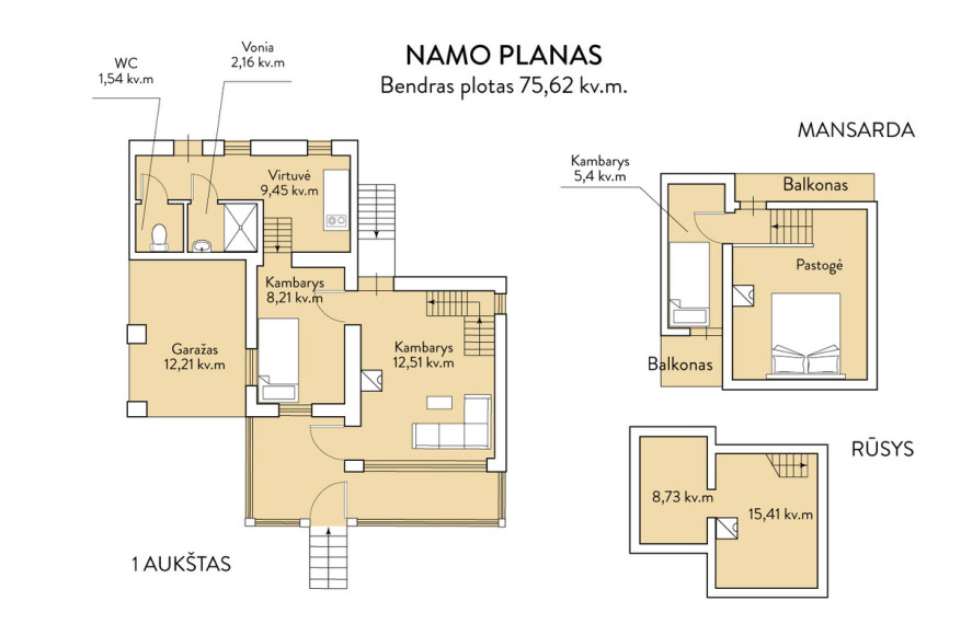 Parduodamas namas Beržo 1-oji g., Sakiškių k., Vilniaus r. sav., 75.62 m2 ploto, 2 aukštai 47