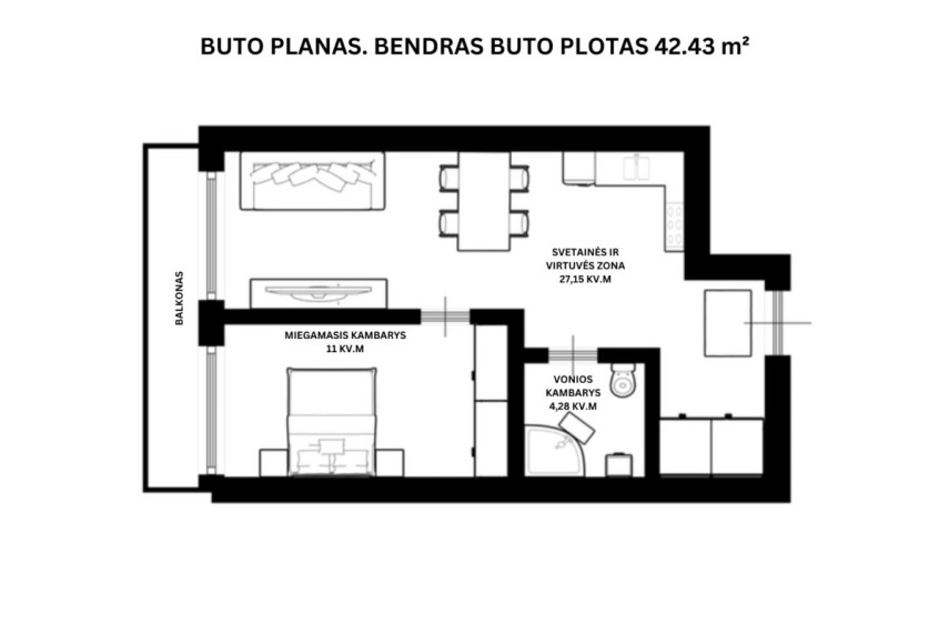 Parduodamas butas Laisvės pr., Vilniaus m., Vilniaus m. sav., 42.43 m2 ploto, 2 kambariai 16