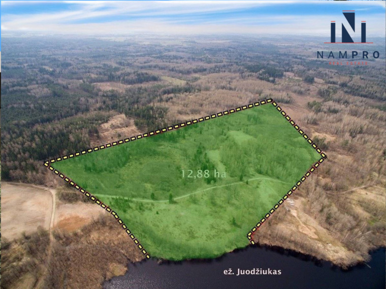 Trakų r., Petrauskų k., prie Juodžiuko ež., parduodamas 12.88 ha ploto sklypas 1