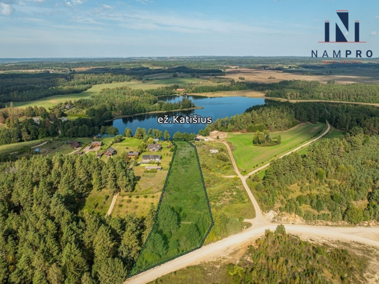 Trakų raj., Katišių k., prie ežero, parduodamas 1 ha ploto namų valdos sklypas 12