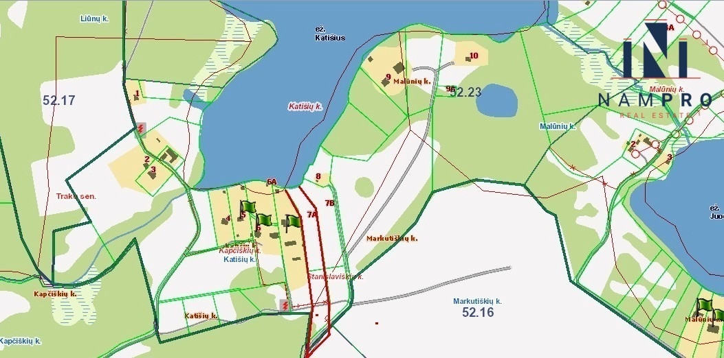 Trakų raj., Katišių k., prie ežero, parduodamas 1 ha ploto namų valdos sklypas 16